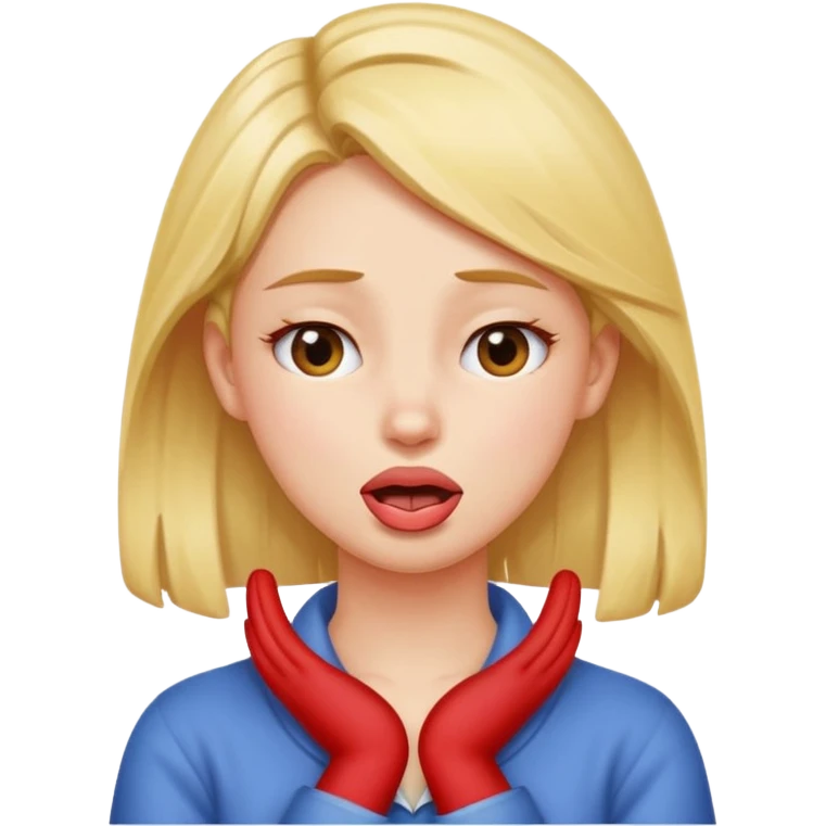 girl with hands crossed on her neck squinting her eyes with her tounge out emoji