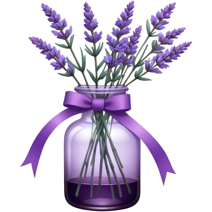 A vintage glass bottle, filled with delicate lavender stems in varying shades of soft lilac and deep aubergine, is adorned with a hand-dyed violet ribbon tied into a gentle bow. The light filters through the dusty glass, casting shadows of lavender sprigs onto the lace-covered surface, as if capturing a fleeting moment of serenity.






 emoji