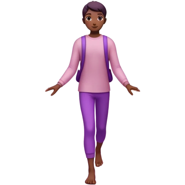 
A small figure walks across a glowing bridge, holding soft pink and purple orbs in each hand—symbolizing compassion and forgiveness. A gentle heart aura trails behind them, showing healing in motion. emoji