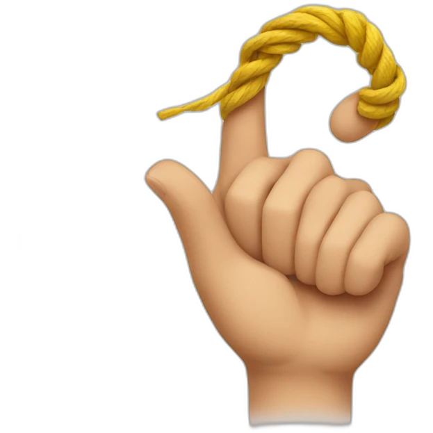 finger with a string tied around it in a bow emoji