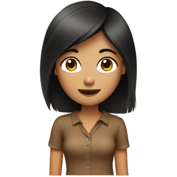 black hair girl wear brown shirt  emoji