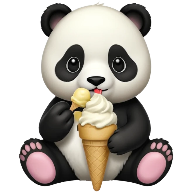 Panda eating ice cream emoji
