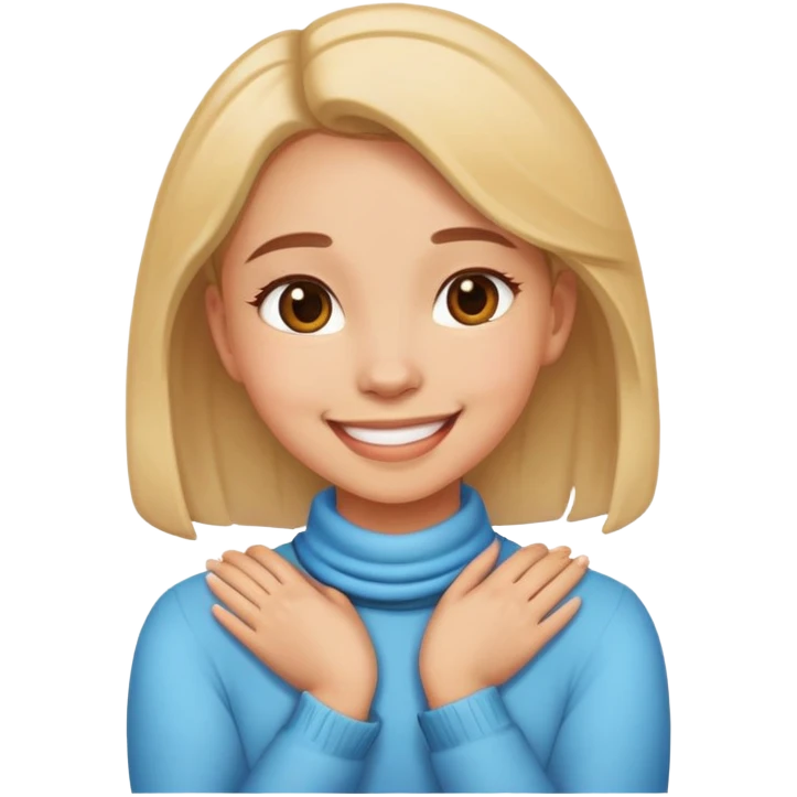 girl putting hands around her neck smiling emoji