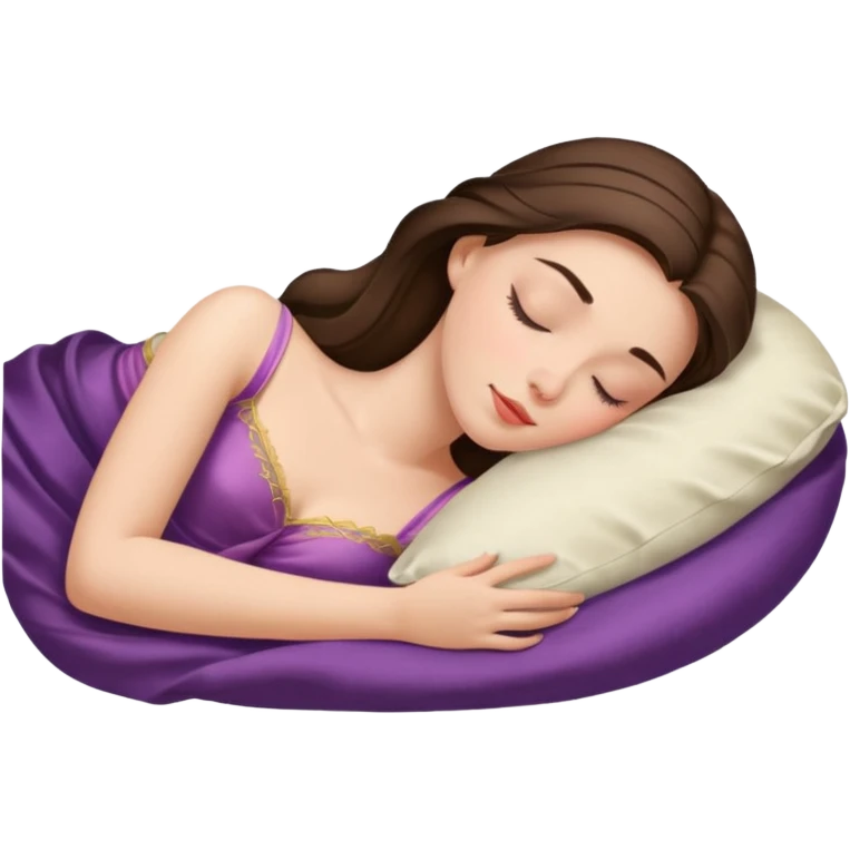 sleeping beauty brunette white girl with a silk pillow emoji