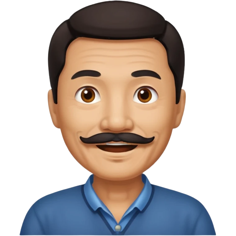 Old Chinese man with dark hair and mustache emoji