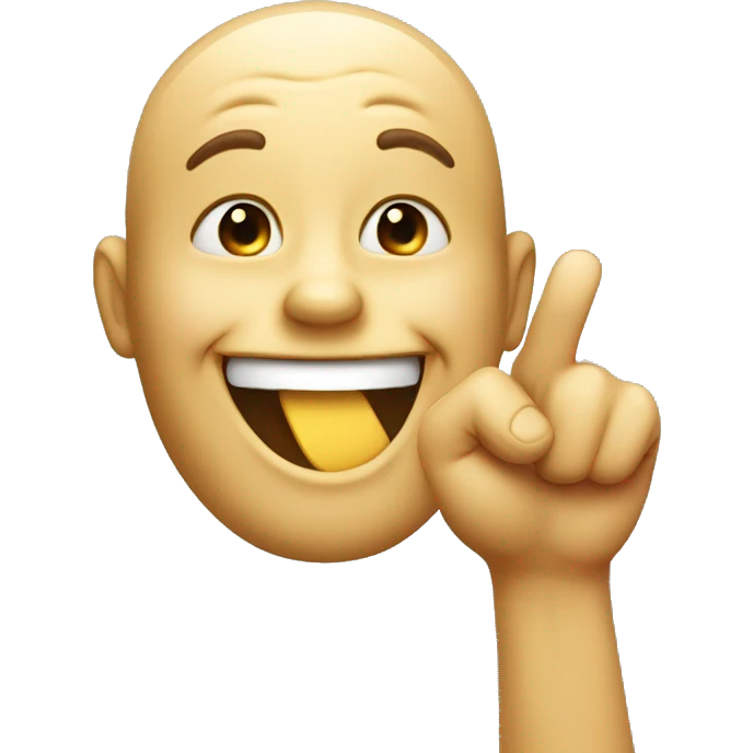 A laughing emoji raises his finger emoji