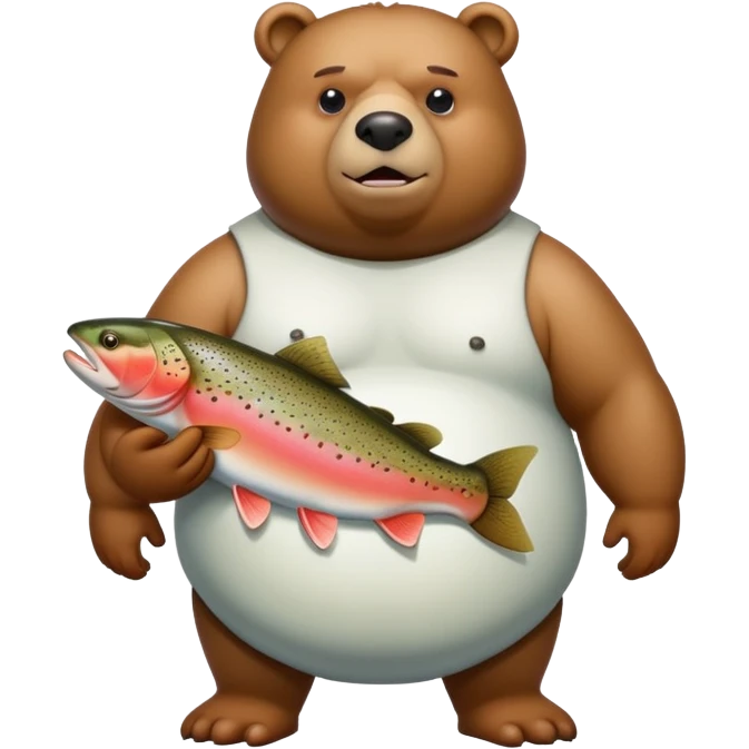 trota with bear arms and overweight human body emoji