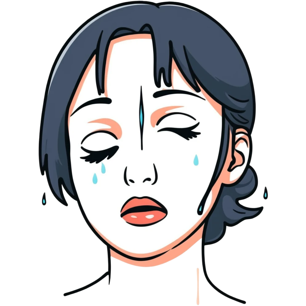 Sad woman crying with tears emoji