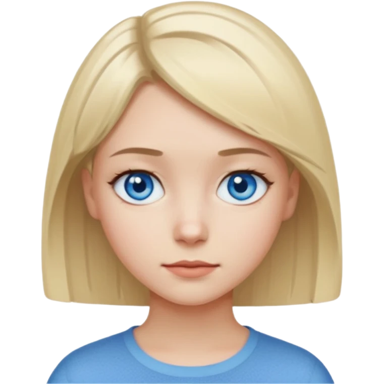 Светловолосая девушка с голубыми глазами и с прической короче каре emoji