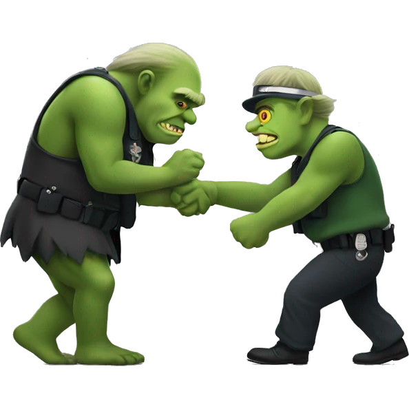 large green troll being arrested emoji