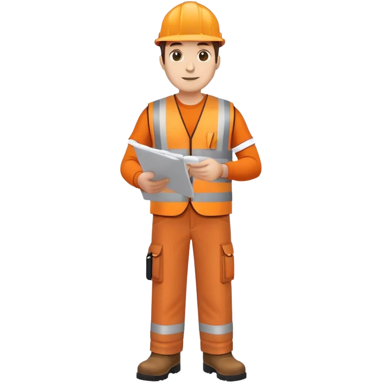 RAILWAY ENGINEER ORANGE VEST, TROUSERS, BOOTS, WITH PLANS emoji
