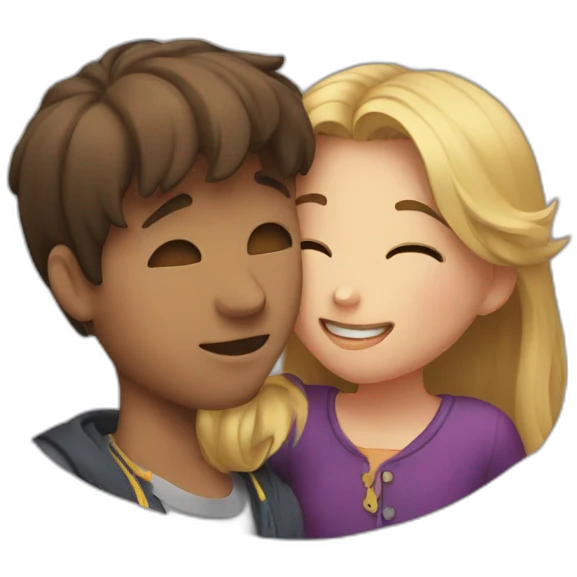 A boy kissing a girl emoji