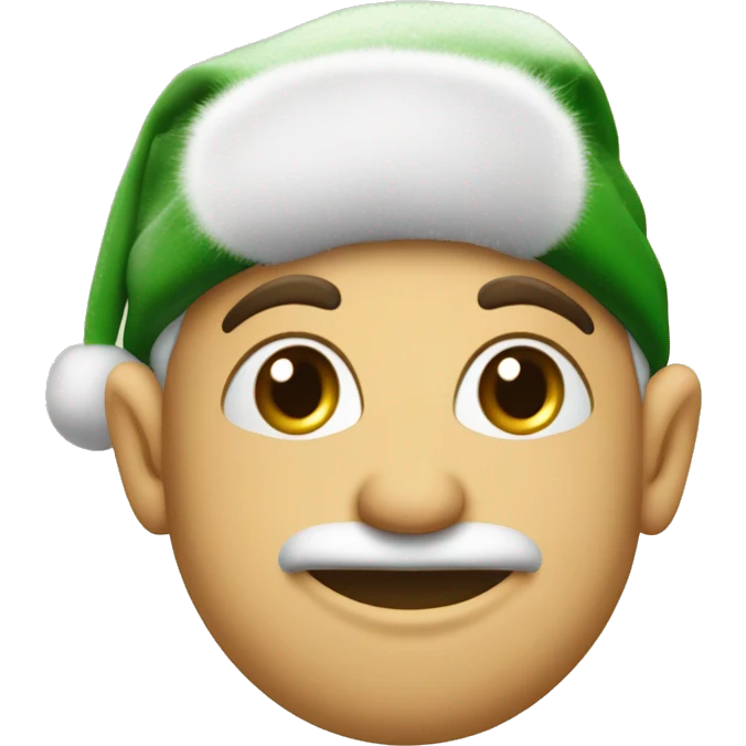 Elfo di natale visto di fronte con un cappello con su scritte le lettere G U emoji