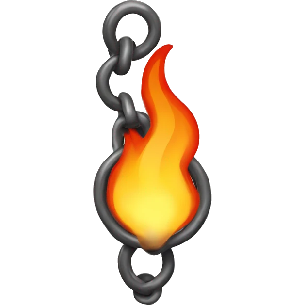 a chain that holds the flame of a fire on a leash emoji