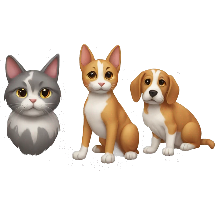 cat, dog and rabbit emoji