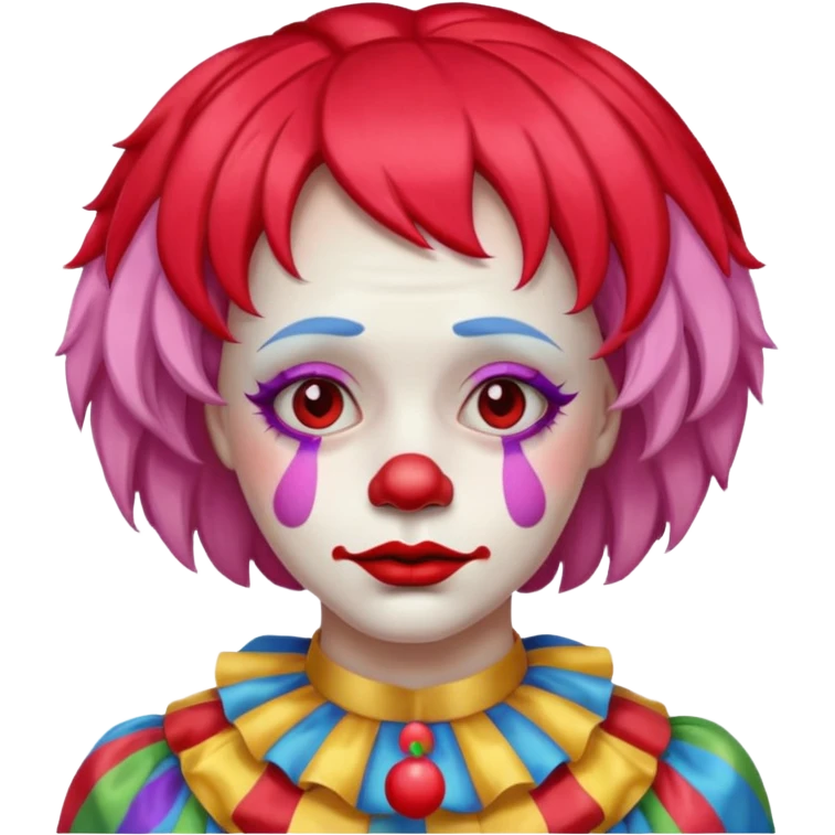Clown with sad face emoji