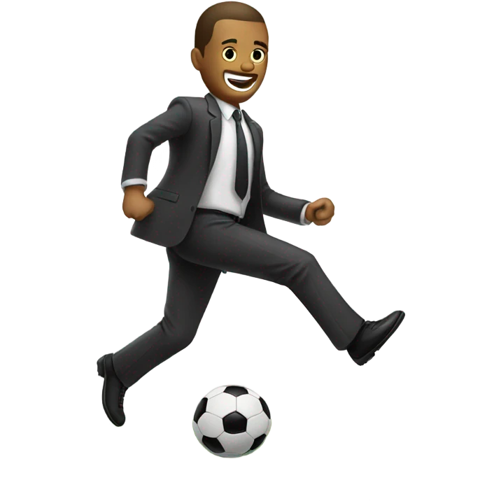 Man in a suit kicking a soccer ball emoji