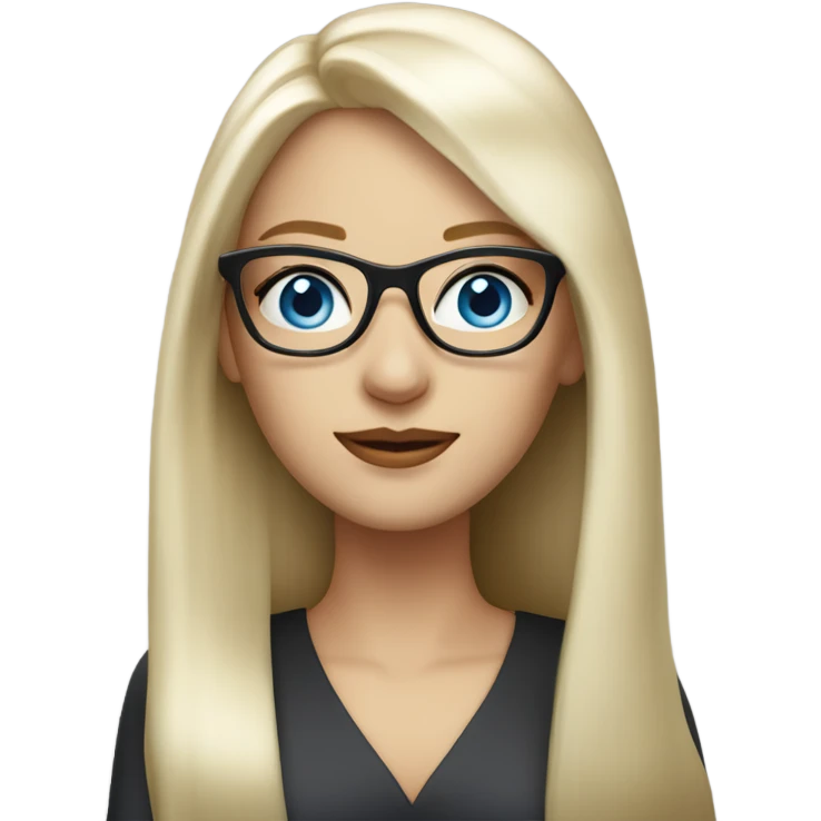 Elegant lady with long straight white blonde hair, blue eyes and glasses  emoji