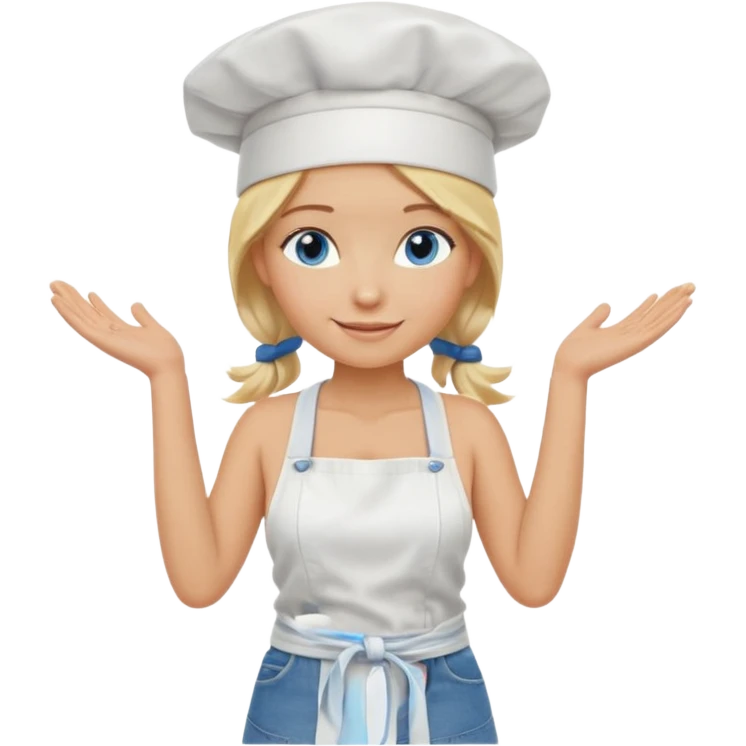 Sexy Full body  pretty
Long Blonde hair blue eyed female chef wearing white tank top, denim shorts and chef hat arms folded emoji