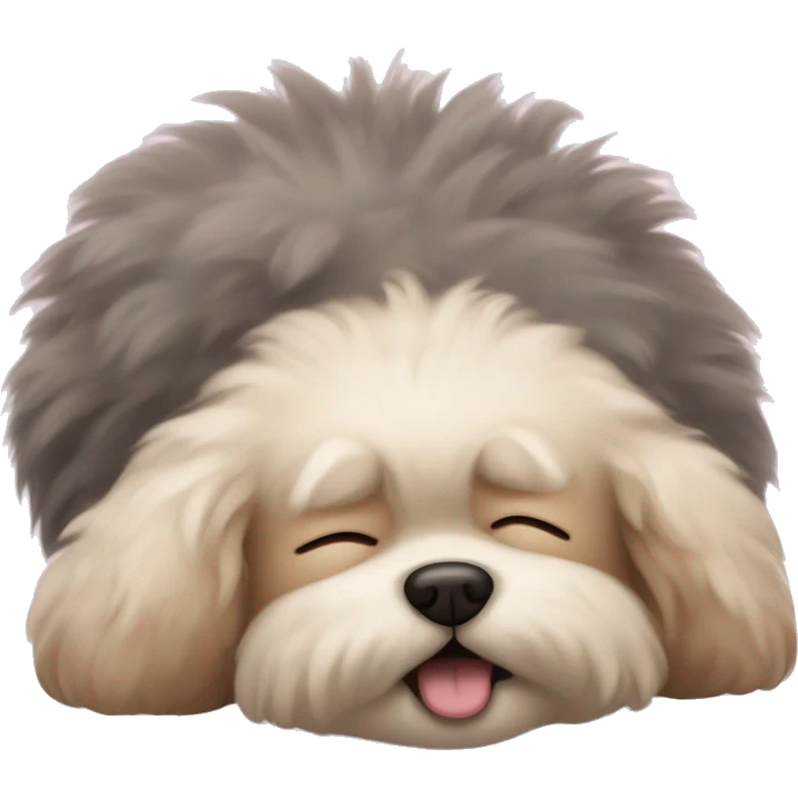 A fluffy dog sleeping  emoji