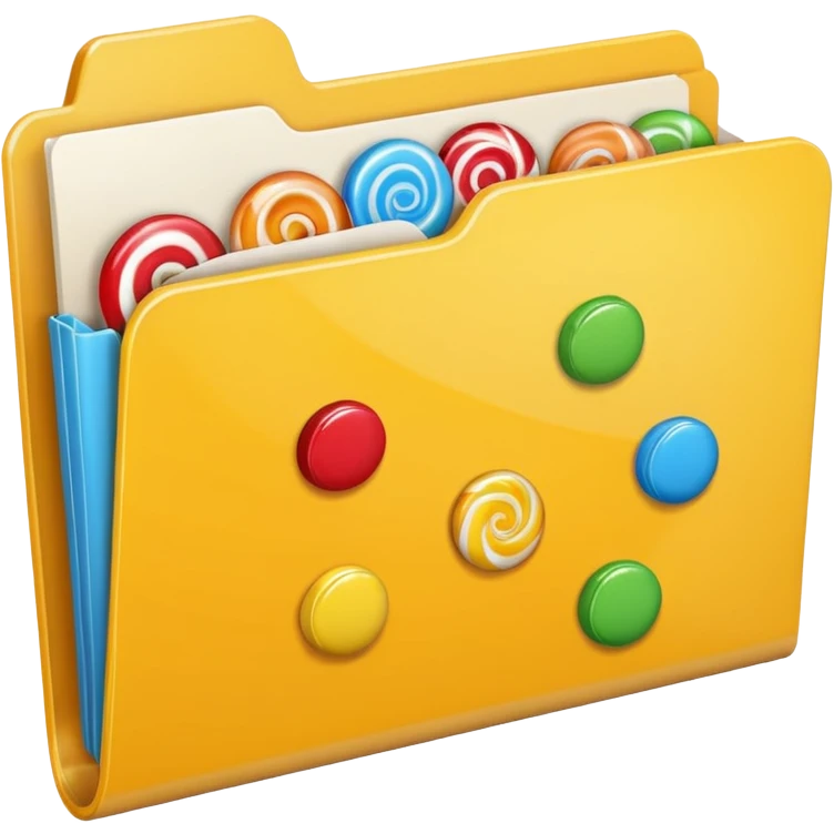 file folder with yellow candy picture on front emoji