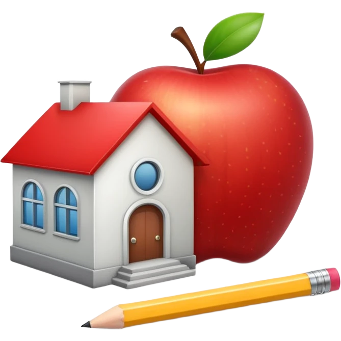 Use these three emojis ✏️🍎🏫 emoji