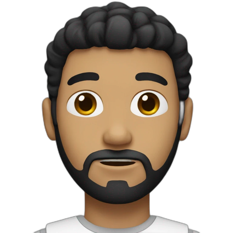 Black flat hair and goatee and whith skin and black eyes  emoji