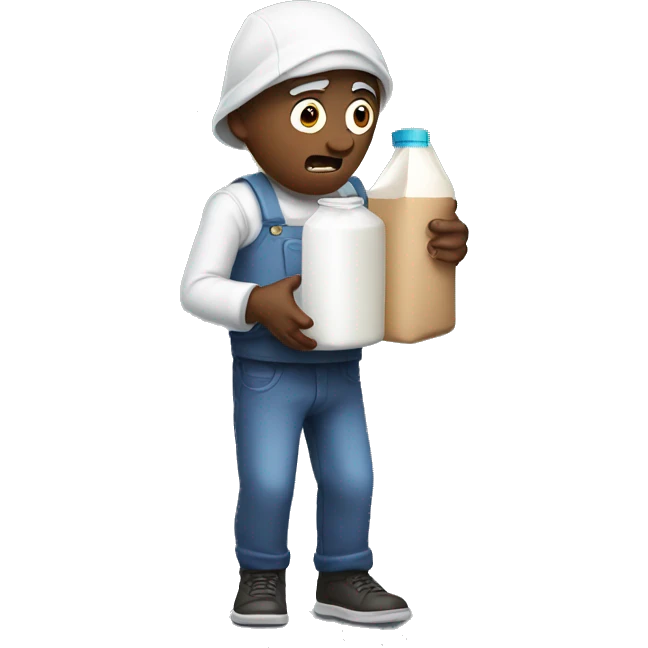 Scared man holding milk carton emoji