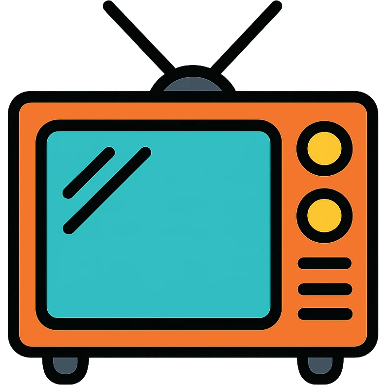 Vintage box television with antenna and control knobs emoji