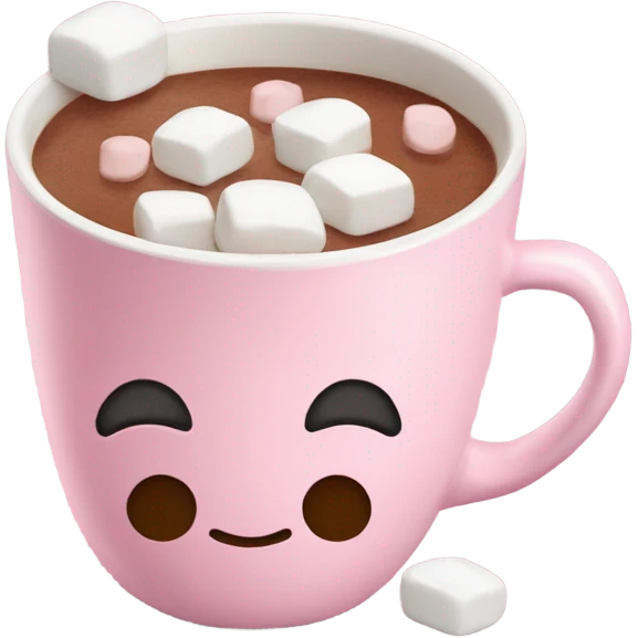 Light Pink mug of hot chocolate with marshmallows  emoji
