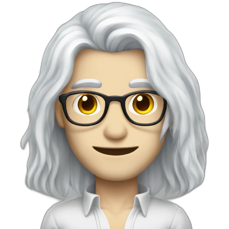 vampire librarian with blue eyes and long white hair handsome male emoji