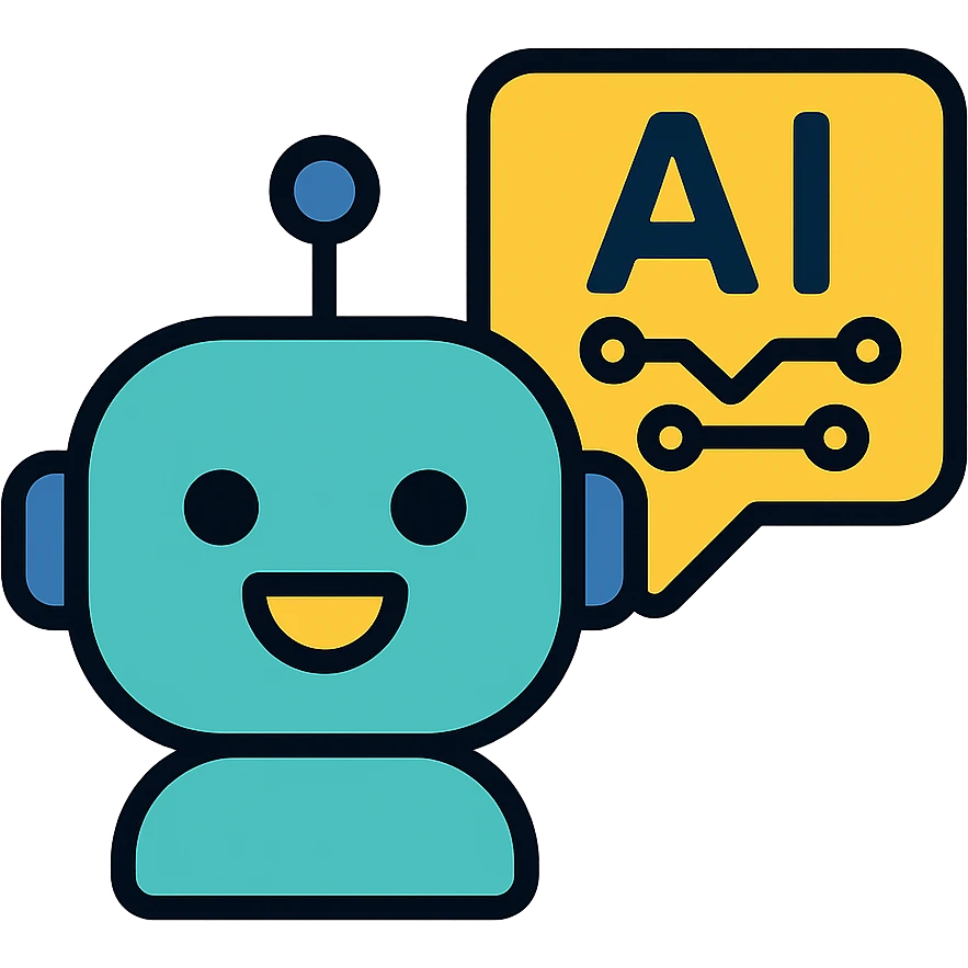 chatbot speech bubble with AI circuit lines, modern style, lineal color icon with black outlines emoji