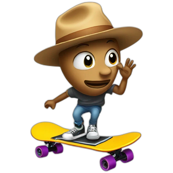 bean wearing a hat riding a skateboard emoji