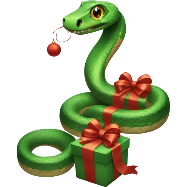 snake with christmas bow emoji