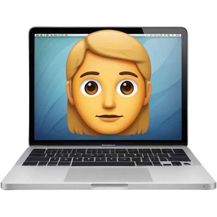 MacBook with a face in an office emoji