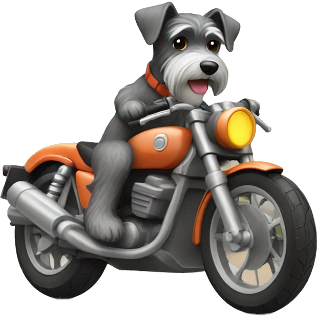 Schnauzer conduciendo una moto emoji