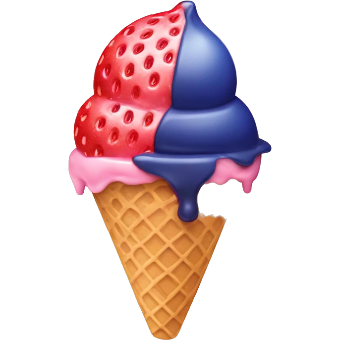 Strawberry Ice cream with a blueberry on a top emoji