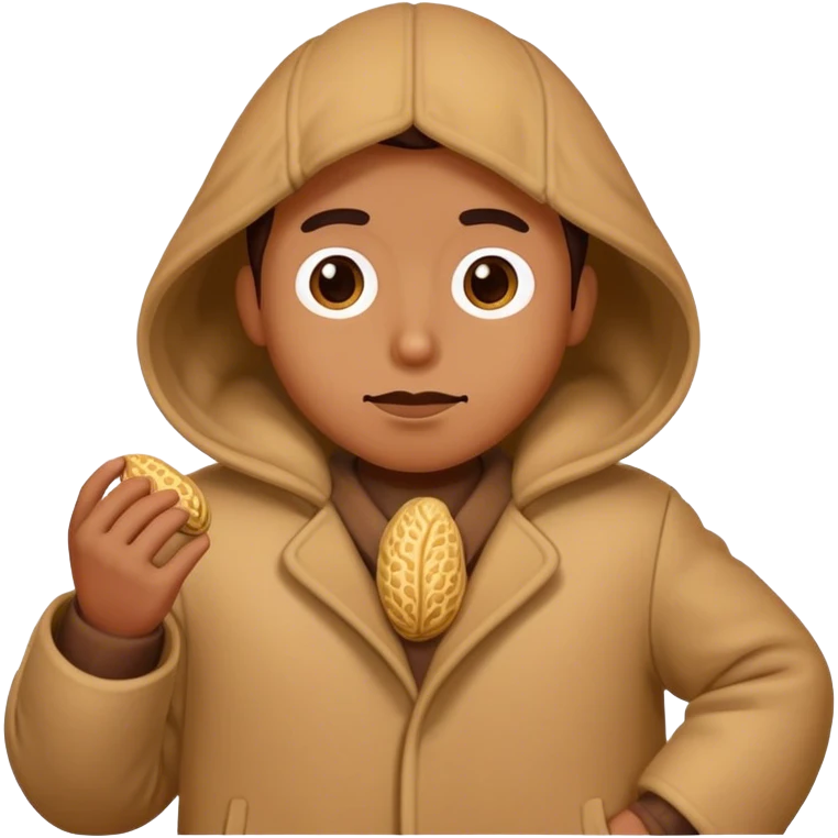 person showing peanut  under his coat emoji
