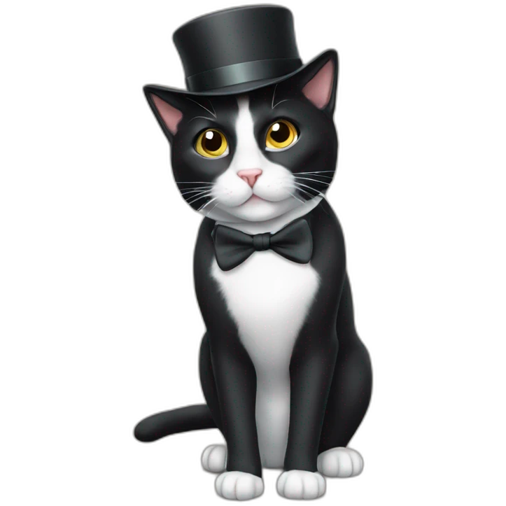 tuxedo cat wearing hat emoji