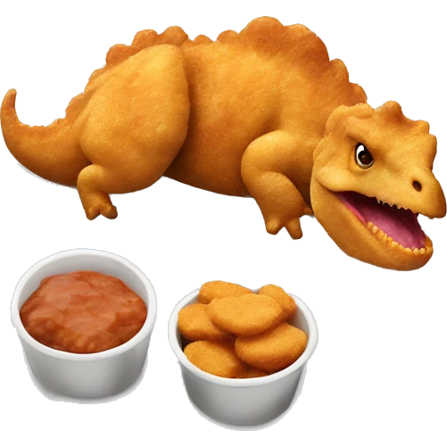 Dinosaur chicken nuggets on a plate ￼ emoji