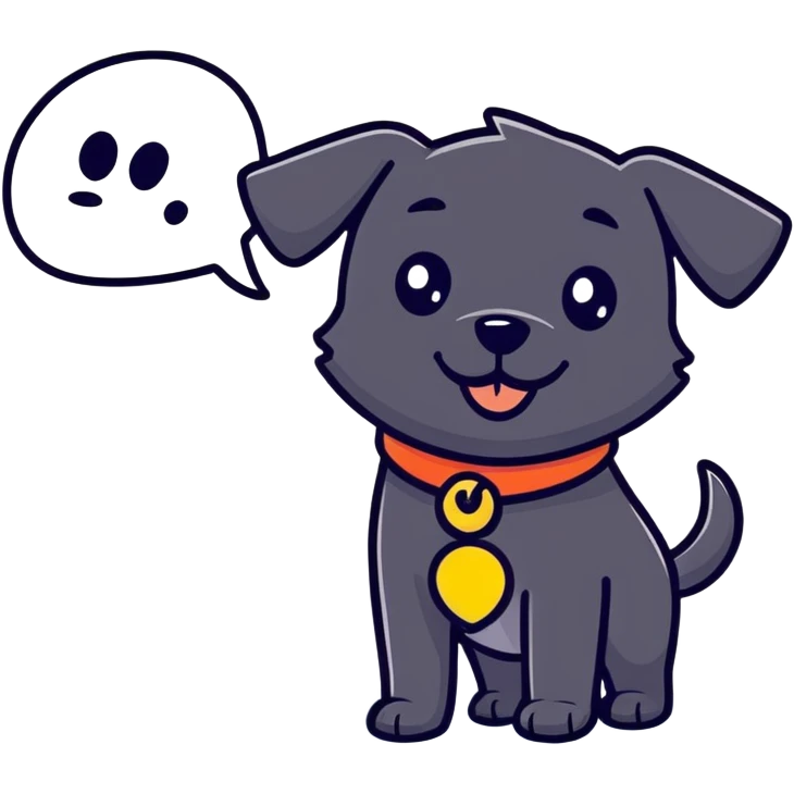A cute black dog waving emoji