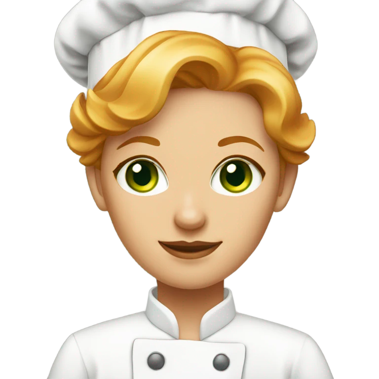 green eyed short strawberry blonde female chef emoji