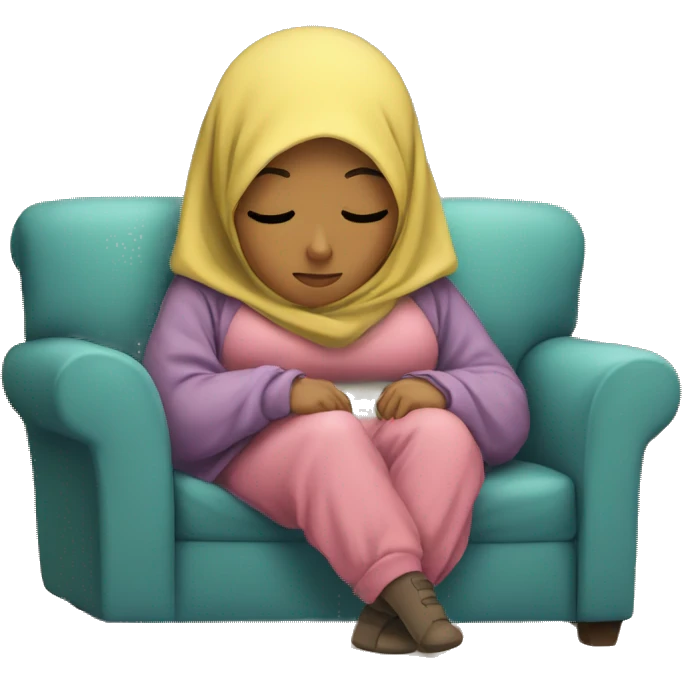 Hijabi-wearing-hoodie-sleeping-on-couch emoji