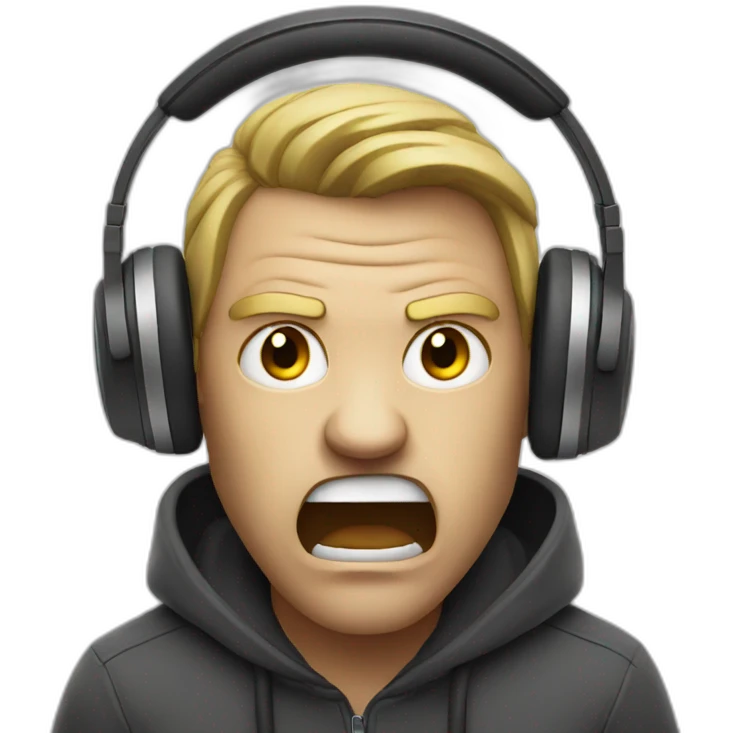 angry person with headphones on emoji