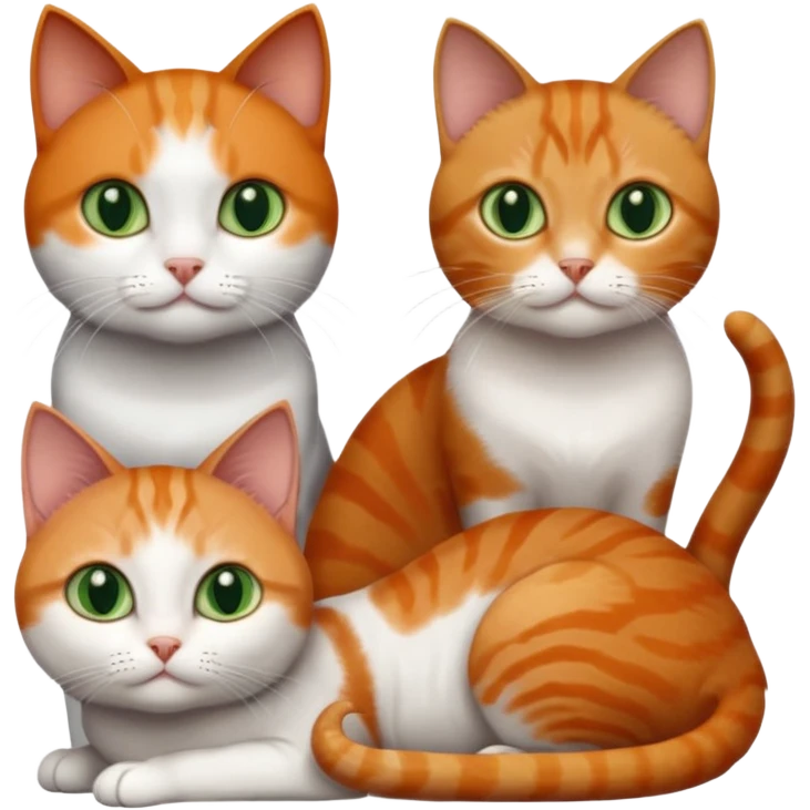 3 different coloured tiny short haired cats, including a dark grey and white cat with green eyes,and  a ginger and white with orange eyes and a brown tabby and white with hazel eyes emoji