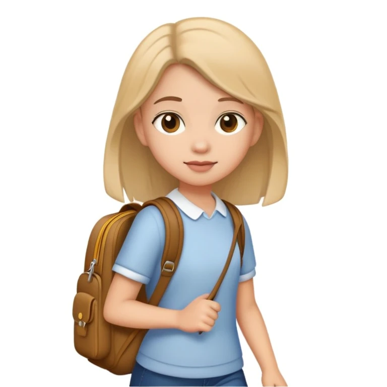 a teen girl with school bag walking emoji
