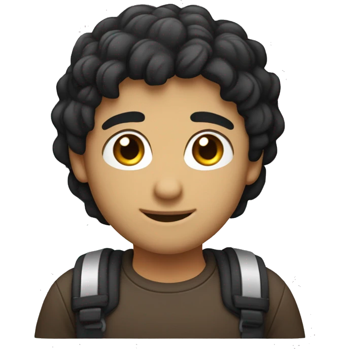 developer, 5:5 parting browny-black hair, eye smile with closed eyes, small head, labtop, hackarthon t-shirt, white skin emoji