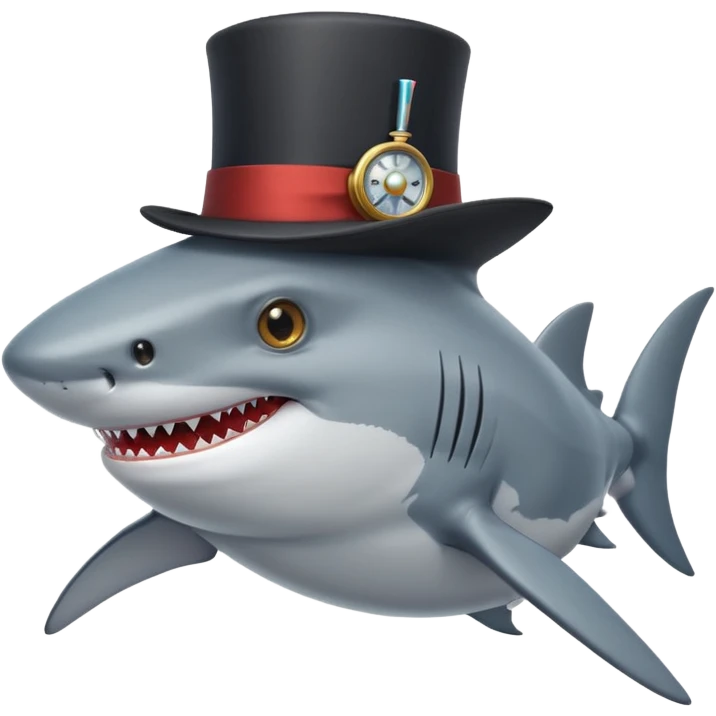 Shark with a top hat emoji
