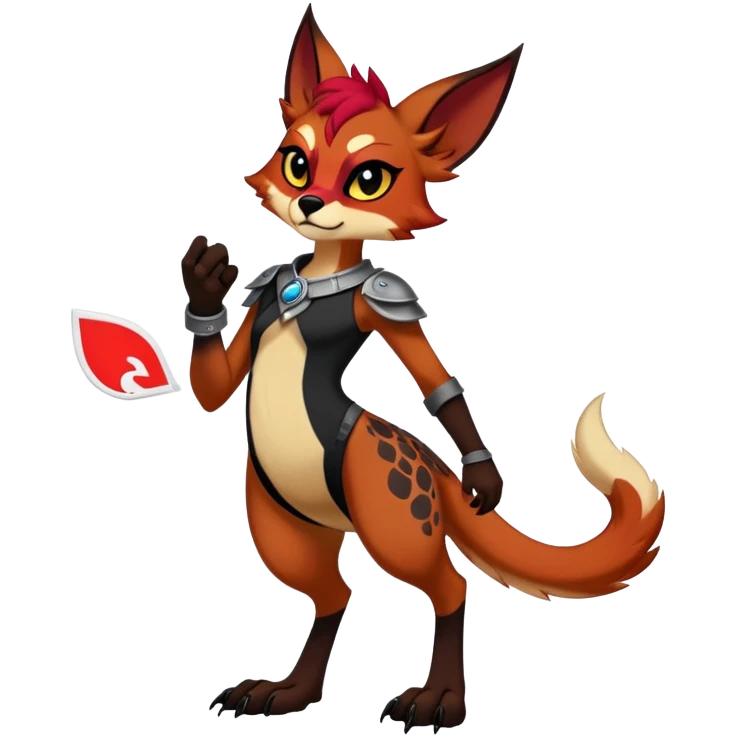 Dark edgy badass cool Falvie-Fionbri-creature-fursona, full body, with random markings emoji
