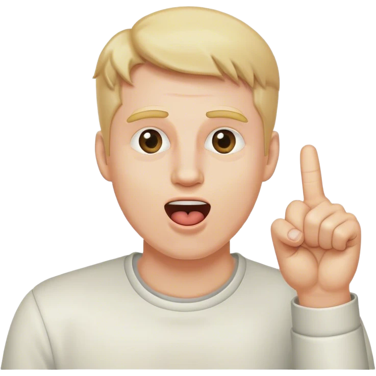 white male put his finger up and open mouse emoji